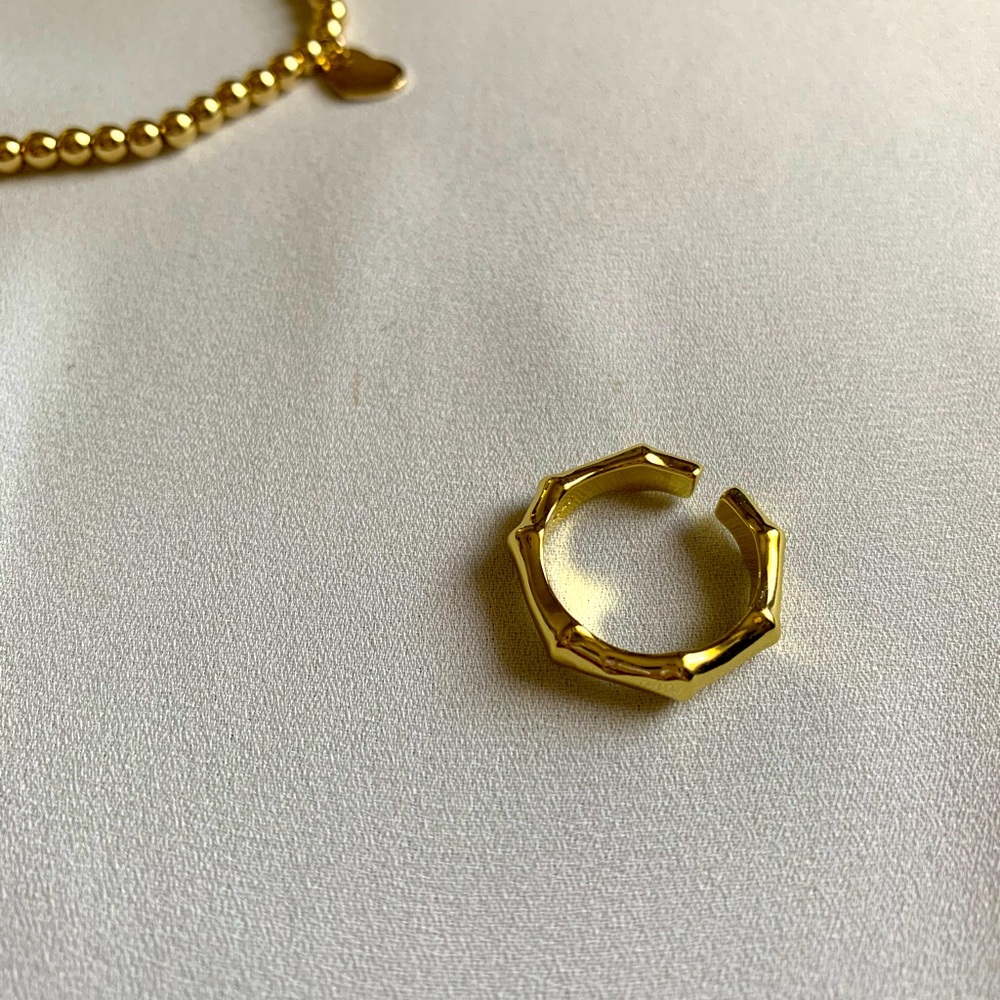 [🍍2 for $22] Minimalist Gold Bamboo Ring